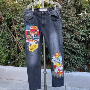 Spark Men’s Comic Black Jeans  38 x 32